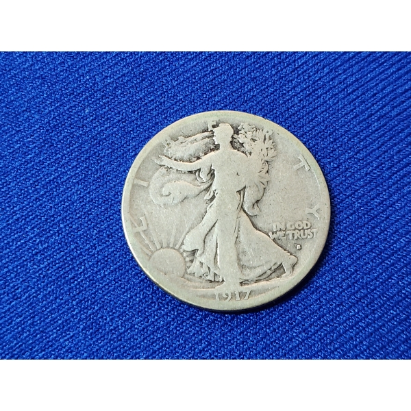 KEY DATE! 1917-S Obverse Mintmark Walking Liberty 90% Silver Half Dollar - Low Mintage: 952,000