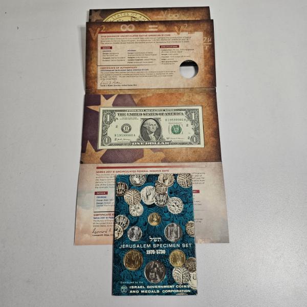 1970 Jerusalem Specimen Set with 2019 Native American Currency Set (bill only)