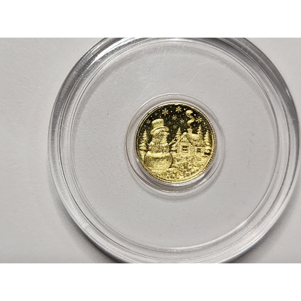 1/200TH Troy Oz .9999 Fine Gold 2025 Snowman Round