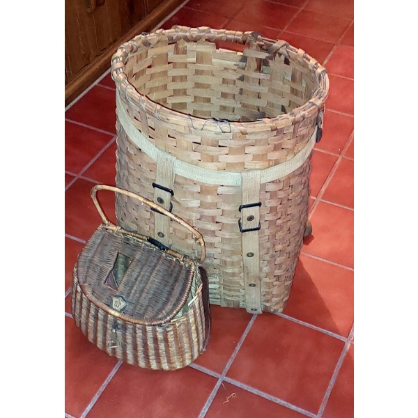 Vintage Fishermans Kreel & Wicker Back Pack - See Pics