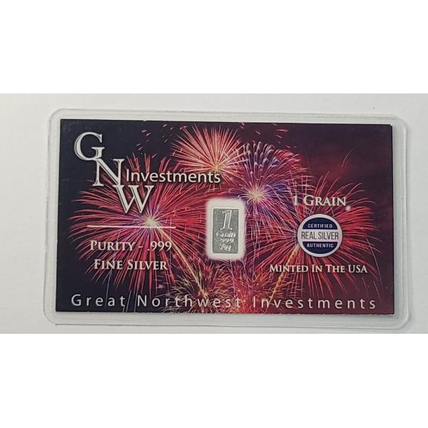 1 Grain .999 Fine Silver Bar In Advertisement Card