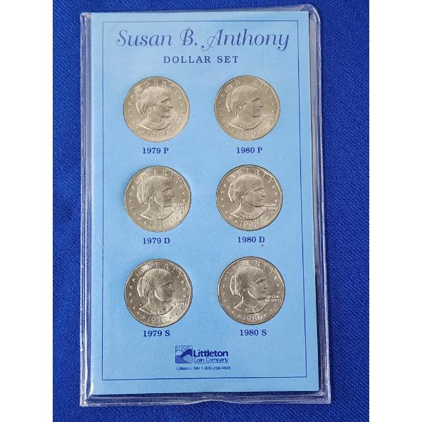 1979-1980 P, D, S Mints Susan B. Anthony Uncirculated 6-Coin Set