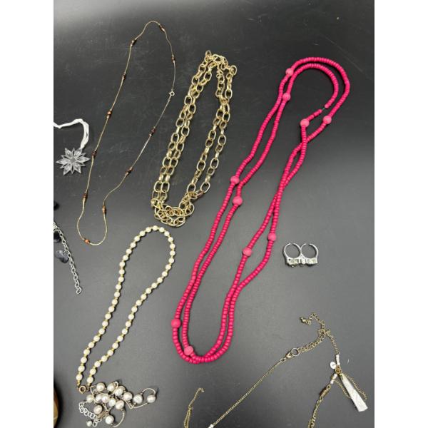 Lot of Costume Jewelry - Hot Pink Necklace - Necklaces - Bangle Bracelet - Bracelets - Pendants 