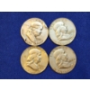 Image 1 : x4 Assorted Years 90% Silver Franklin Half Dollars - Face Value: $2.00