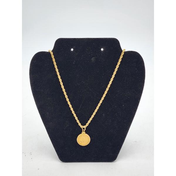 14K Gold 24in Chain with Authentic 1912 $2.50 Indian Head Quarter Eagle Pendant TW: 36.1g