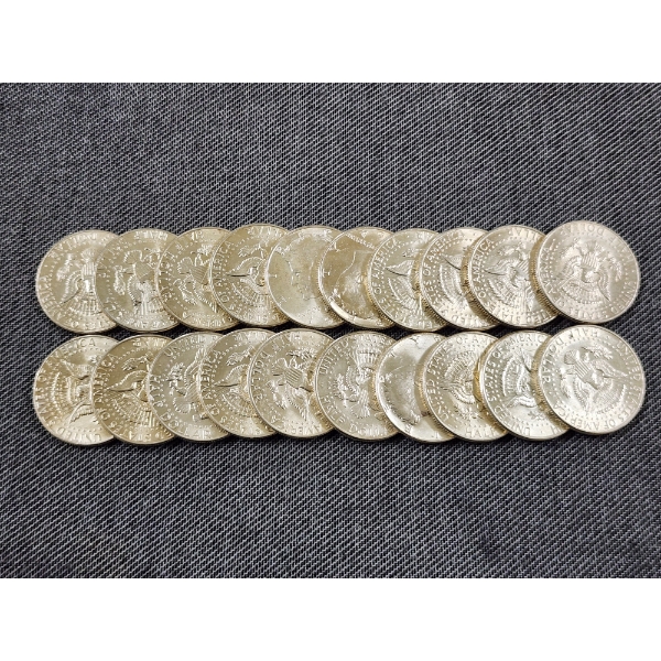 $10 Face Value in 90% Silver BRILLIANT UNCIRCULATED Kennedy Half Dollars 