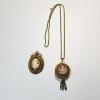 Image 1 : Gold-Tone Cameo Jewelry: Large Pin Brooch & Lucerne Swiss-Made Pendant Watch 
