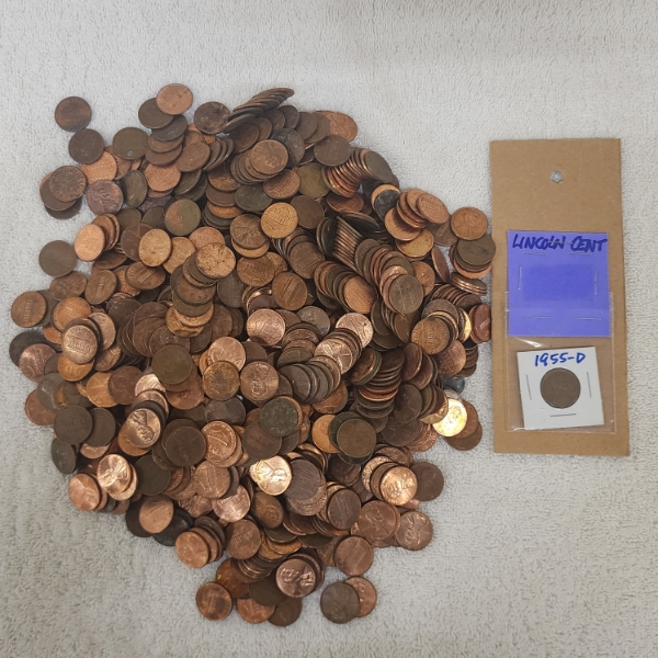 HUGE LOT of Assorted U.S. Pennies, Including COPPER, & (1) 1955-D Wheat - Face Value: ~$9.00