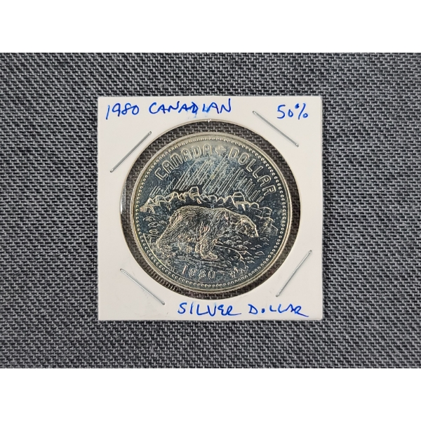 1980 Canadian Silver Dollar - 50% Silver Coin 