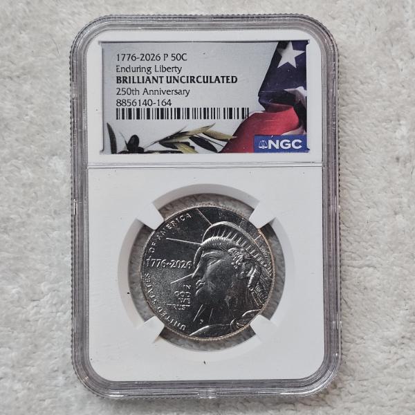 NGC Brilliant Uncirculated 1776-2026 P Enduring Liberty 250th Anniversary Half Dollar