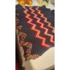 Image 1 : Vintage 88 x 72 Knitted Quilt - Geometric Zig Zag Colorful Design