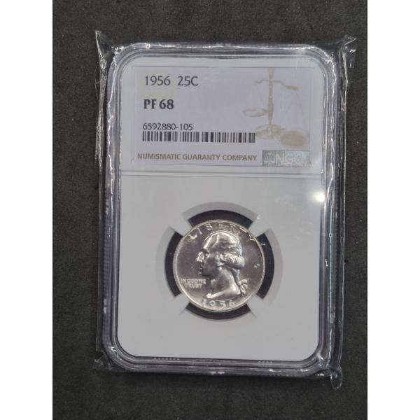 U.S. 90% SILVER COINS - GRADED BY NGC - OUTSTANDING 1956 PROOF 68 - WASHINGTON QUARTER