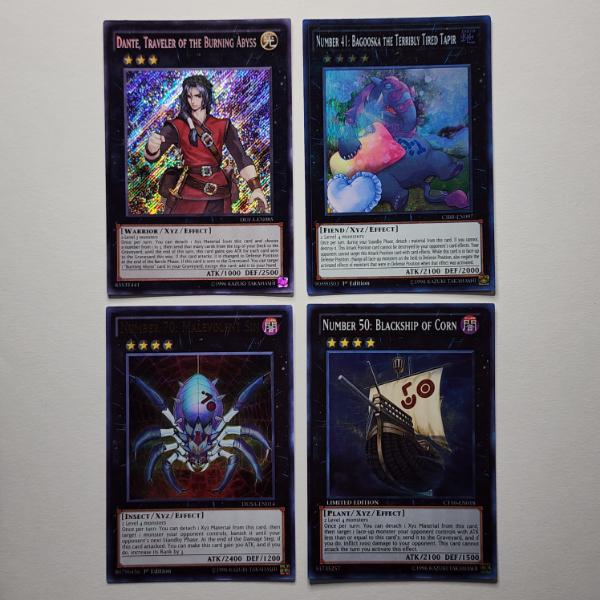 Four Assorted Holo Rare XYZ Yu-Gi-Oh Trading Cards ~ NM 