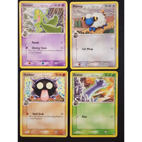 Lot of Four Assorted Vintage Delta Species Pokemon Trading Cards