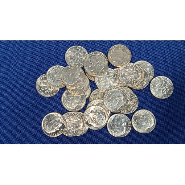 1963 Roosevelt 90% Silver Dimes - Face Value: $3.00