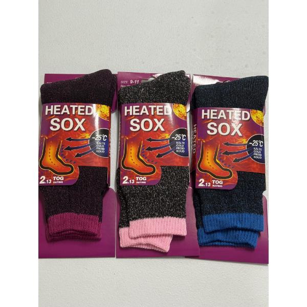 	3 Pairs Of Women's Size 9-11 Thermal Heated Sox Socks - Brand New In The Package -Colors May Vary