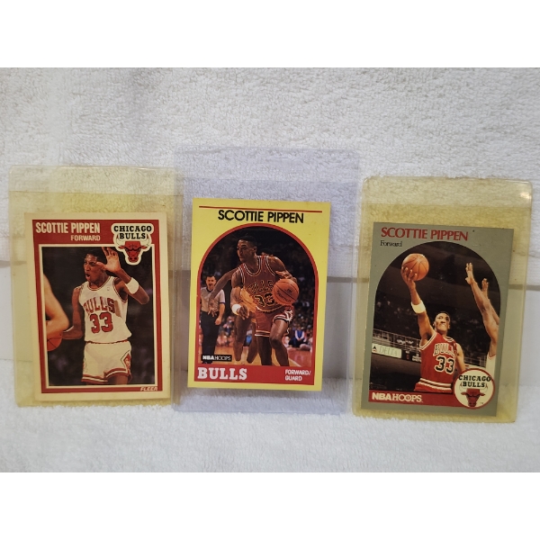 Three Assorted Scottie Pippen Basketball Trading Cards Ft. 1989 Fleer & NBA & 1990 NBA!