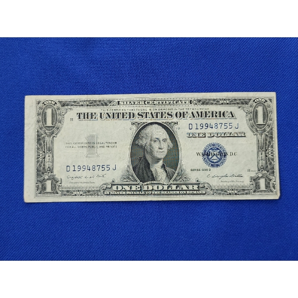 Series 1935 G $1 One Dollar Blue Seal Silver Certificate - Off-Center Printing Error!