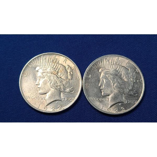 1922 & 1923 90% Silver Peace Dollars