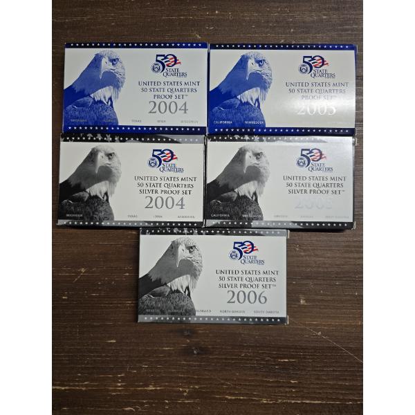 (5) 2004-2006 State Quarter Silver Proof Sets
