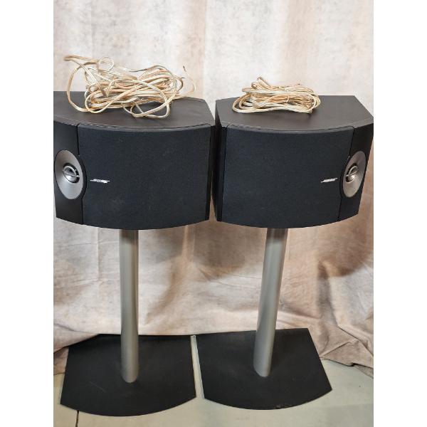 Two Bose Speakers (301V) with Stands and Assorted Lengths of Medium Gauge Speaker Wire