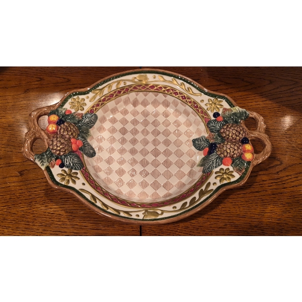 FITZ & FLOYD Colorful Harvest Themed Bowl 14 1/2 x 11 1/2 Perfect