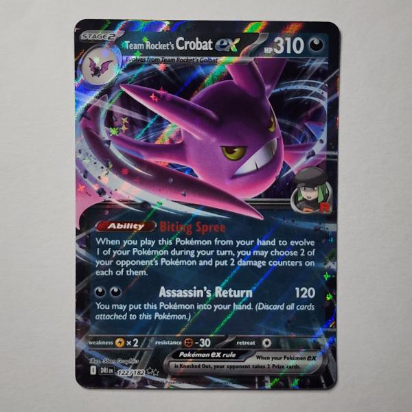 Team Rocket's Crobat EX 122/182 Holo Rare Near Mint Pokemon Trading Card