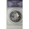 Image 2 : ANACS 2021 MS70 Austrian Philharmonic One Troy Ounce .999 Fine Silver Coin