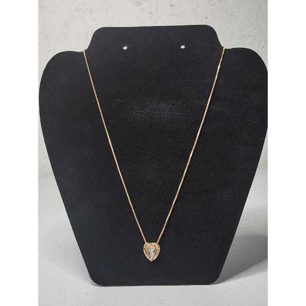 14K Yellow Gold Heart with Diamonds Pendant Necklace -18" - TW: 5.7g