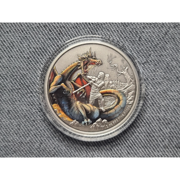 2020 Niue $5 2 Oz Silver Colorized Dragon Round 