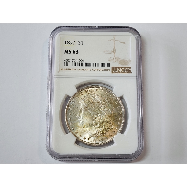 NGC MS 63 1897 90% Silver Morgan Dollar