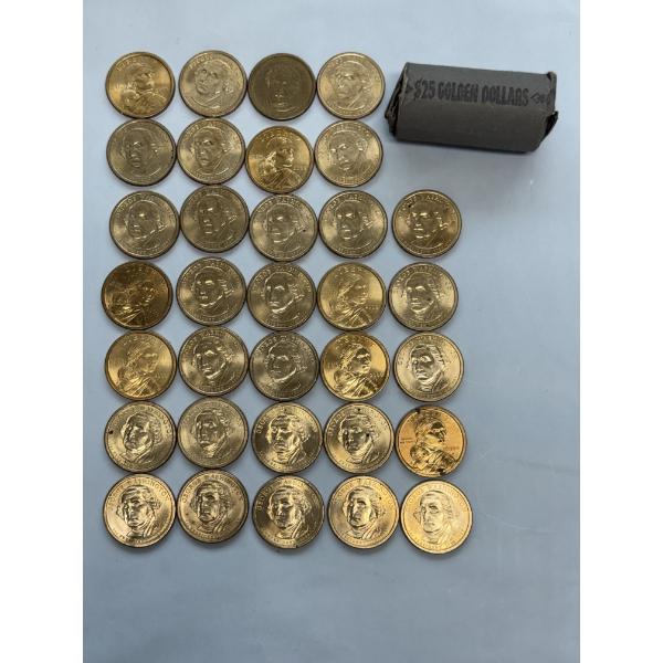 U.S. Presidential & Sacagawea $1 Coins And $25 Golden Dollar Roll - Mint Condition