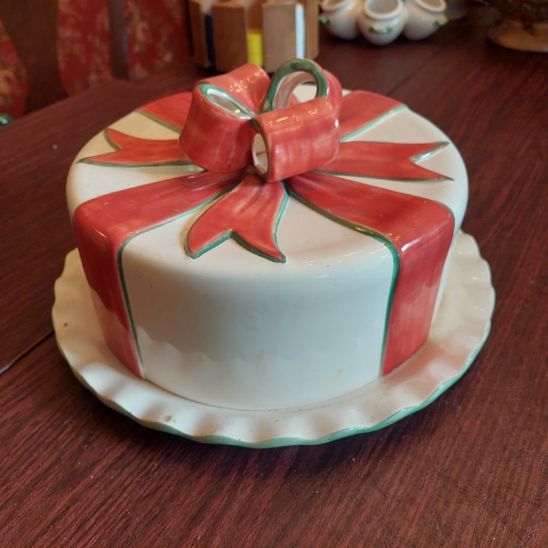 Colorful & Perfect Covered Ceramic Glazed Cake Holder - See Pics  Nice