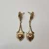 Image 4 : 14K Gold Two-Tone Rose & Yellow Gold Heart Dangle Earrings - Total Weight: 3.0g
