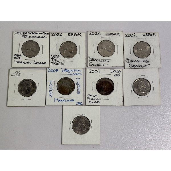 Assorted Quarters in Labeled Cards - Various Years - FV $2.25