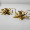 Image 2 : Beautiful Flower-Style Hosley Lacquered Solid Brass Candle Holders - Made in India 