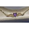 Image 2 : 14K Yellow Gold 8" Filigree Amethyst Heart Bracelet - Weight: 1.7g