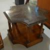 Image 3 : Pair Of 8 Sided Wood & Marble Top End Tables - Elaborate Crafting On Marble Surface - See Pictures 