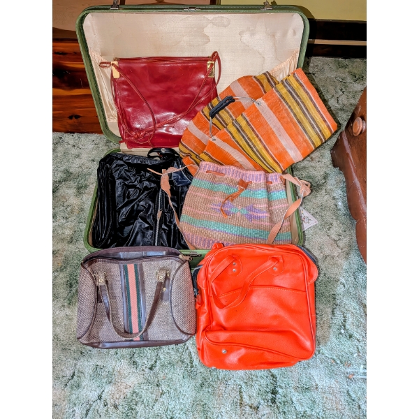 MCM Hard Suitcase With A Collection Of Handbags In Great Condition