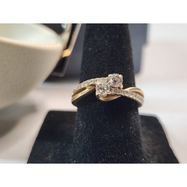 Ever Us 14K Yellow Gold Two-Stone Diamond Ring - With Presentation Box - Size 7 - TW: 3.8g
