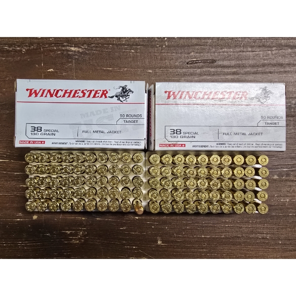Winchester 38 Special 130gr Full Metal Jacket- Qty 100