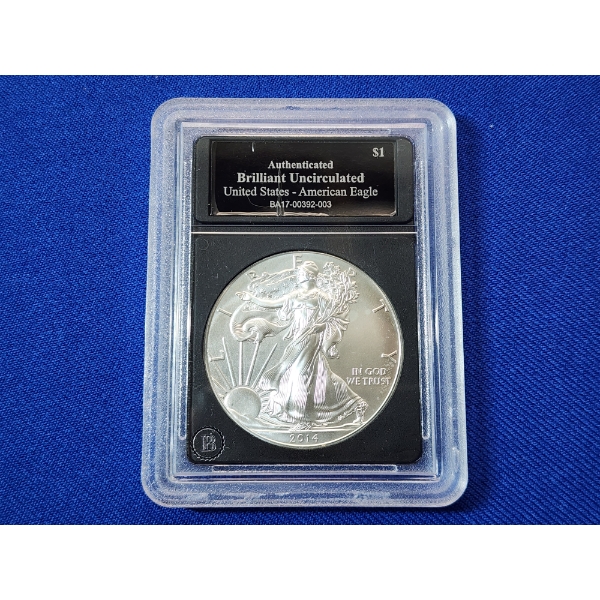 The Bradford Exchange Mint BU 2014 United States American Eagle $1 1oz .999 Silver Coin
