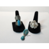 Image 1 : Sterling Silver Rings and Pin: Turquoise and Pearl Flower - Total Weight: 28.4g