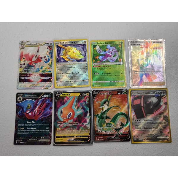 8 Near Mint Pokemon Cards ft. Hisusian Zoroark VSTAR & Secret Rare Flannery Rainbow Foil
