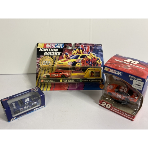 3 Collectible Cars - Nascar Ignition Racers - Insert Key - Press Button - Watch it Speed Away! 