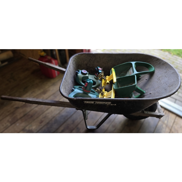Wheel Barrow w/ Handheld Spreaders & 4 Sprinklers
