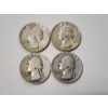 Image 1 : Four Assorted Years 90% Silver Washington Quarters - FV: $1.00