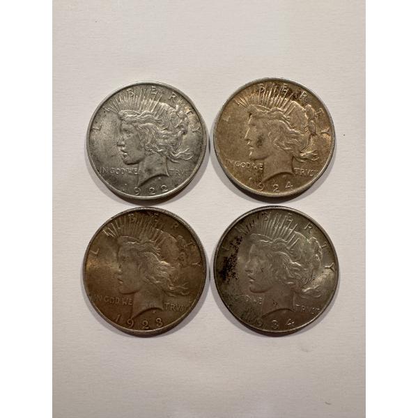 4 Incredible United States Silver Dollars - 90% Silver - Includes 1934 P Silver Dollar 