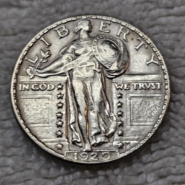 90% Silver 1929 United States Standing Liberty Quarter FV: $.25