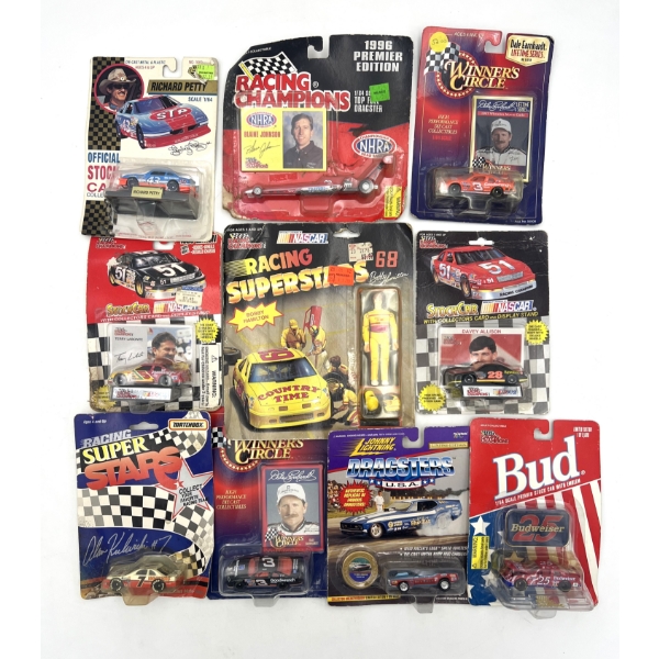 Lot of 9 Race Cars and 1 Racing Figurine